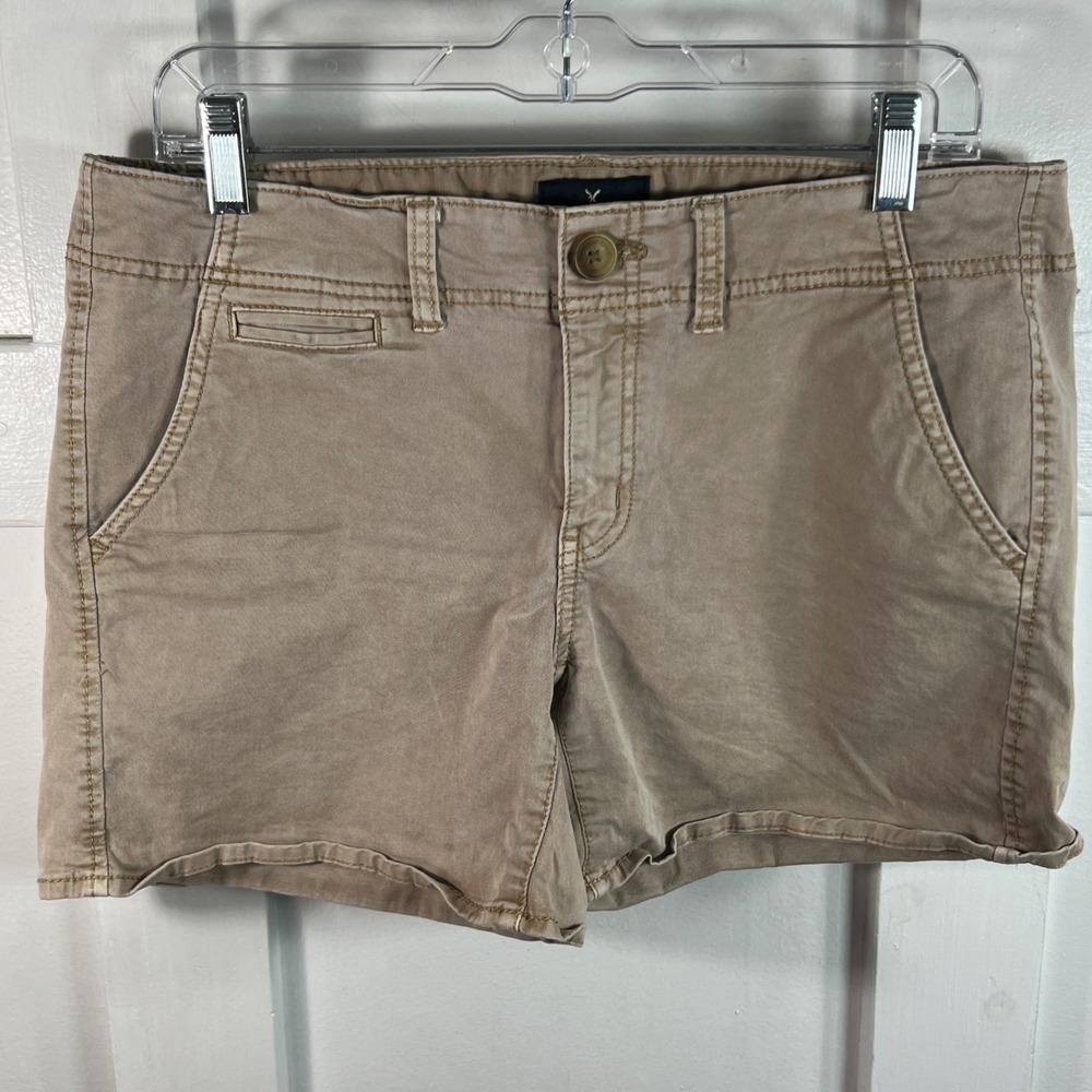 American Eagle Outfitters Khaki Stretch Chino Shorts Tan Size 12 8432927842
